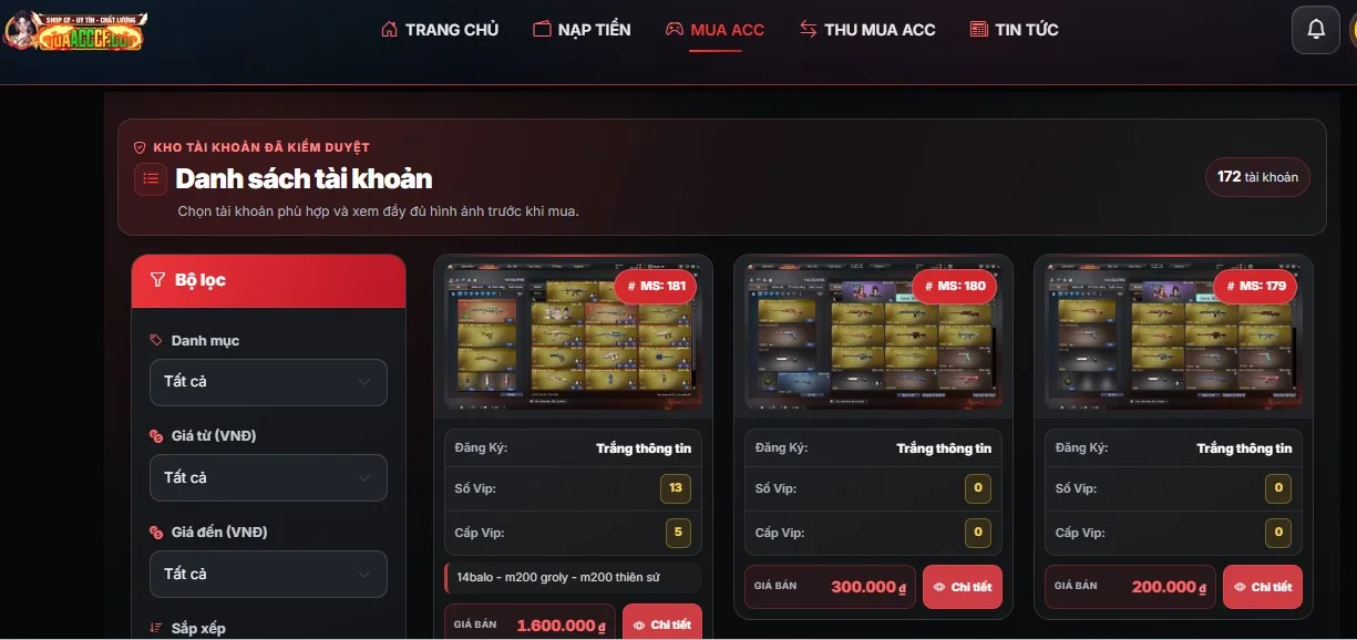 Chọn mua acc CF tại muaacccf.com 